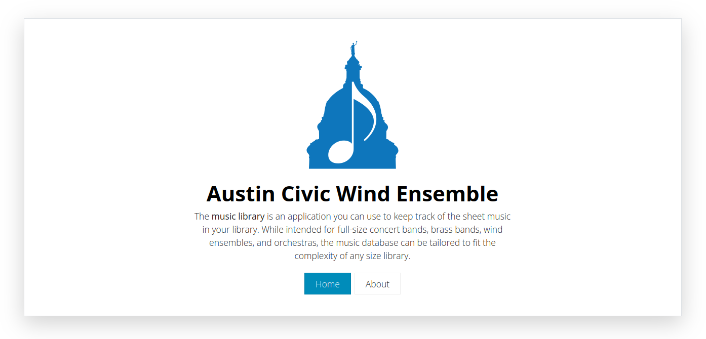 Screen shot of ACWE music library home