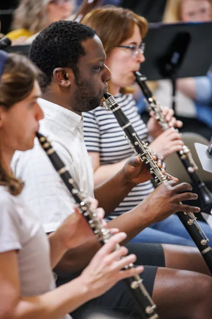 Clarinet section in rehearsal
